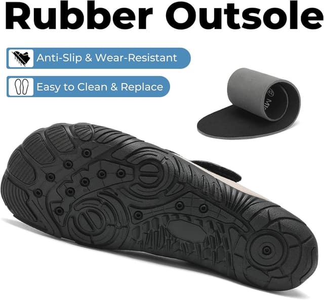 Detalle de Mishansha Badeschuhe mit 5-Zehen-Design, rutschfester Sohle und Schnellverschluss (Gr. 36–46)