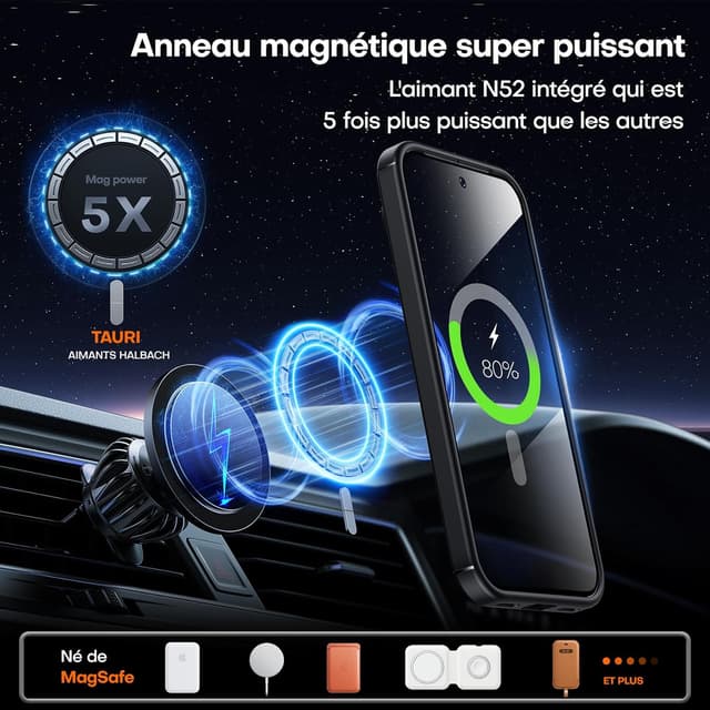 Detalle de Coque magnétique TAURI pour Google Pixel 10 Pro XL compatible MagSafe (noir mat, ultra-mince)