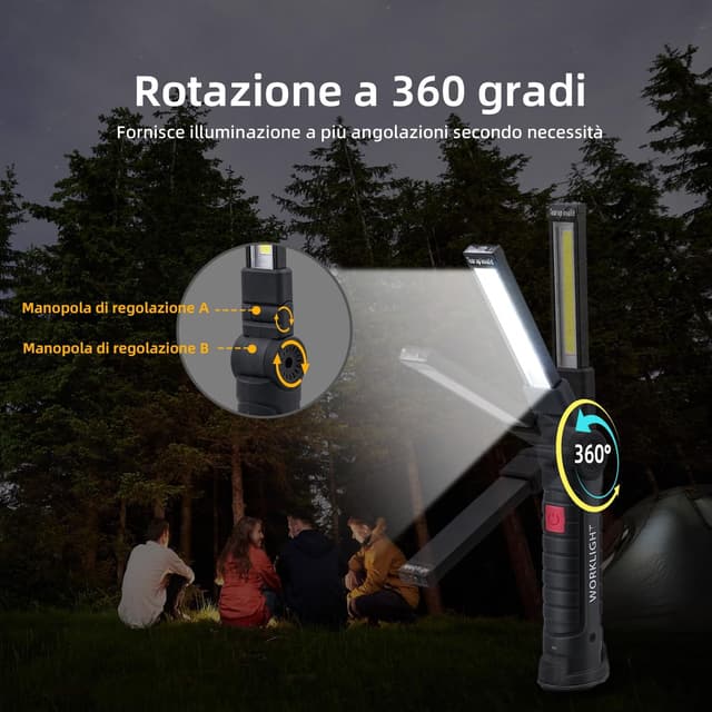 Thumbnail 3 de Wigearss Torcia magnetica ricaricabile LED COB 2 pezzi 🔦