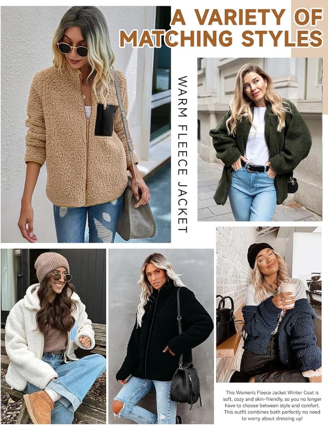 Thumbnail 5 de Tuopuda Teddyfell Jacke Damen Zipper Hoodie
