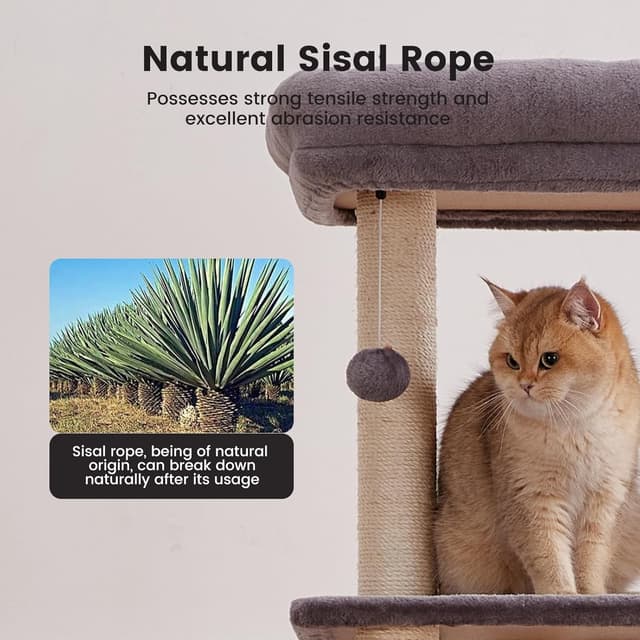 Detalle de Gardner Pet 165 cm Cat Tree with Scratching Post, 6-Level Ultra-Stable Tower (Grey)