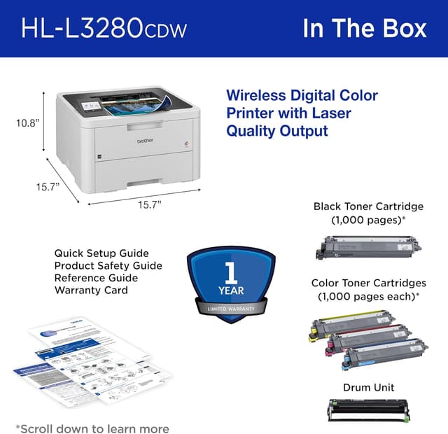 Thumbnail 6 de Brother HLL3280CDW Wireless Color Laser Printer