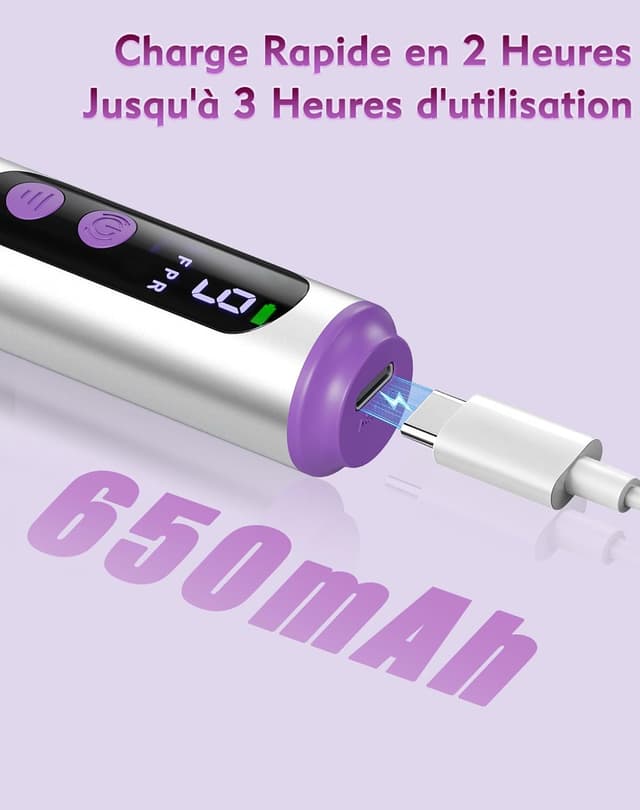 Detalle 2 de Fofile ponceuse électrique pour ongles sans fil 12 en 1, 20000 tr/min et écran LED