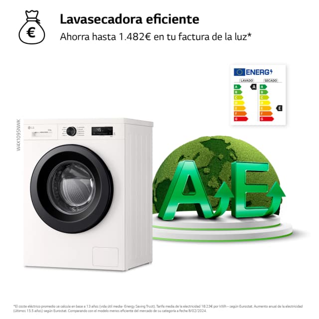Detalle de LG W4X1095NWK lavadora secadora 9/5 kg 1400 rpm