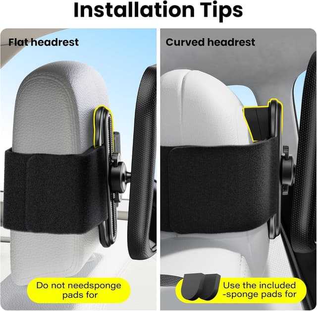 Detalle de Shatterproof Fixed Headrest Car Mirror for Baby Rear Facing – 360° Wide-View Velcro Strap