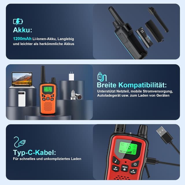 Thumbnail 3 de Rabigala Walkie Talkie 3er Set Kinder 5 km Reichweite