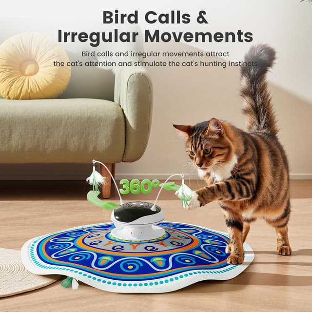 Detalle 2 de Gardner Pet Giocattolo per Gatti 5 in 1 elettrico interattivo automatico con laser, piume, palline e suoni di uccelli