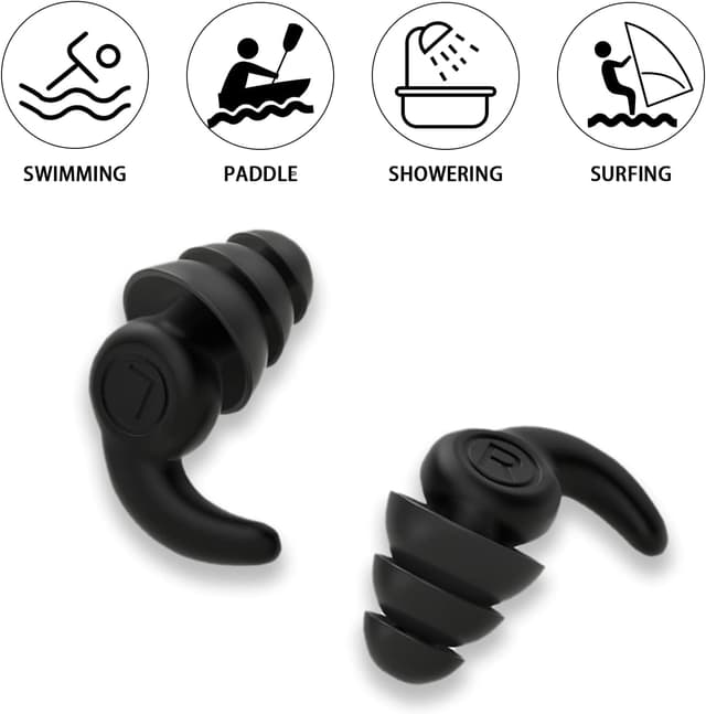 Detalle de Waterproof Swimming Ear Plugs for Adults (3 Pairs) Reusable Silicone Swimmer Earplugs for Water Sports & Showers