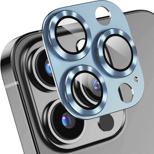 Detalle de Leedia 2er Kameraschutz aus gehärtetem Glas für iPhone (Metallring für MagSafe) – passend für iPhone 17 6,3", iPhone 16 6,1" & iPhone 16 Plus 6,7