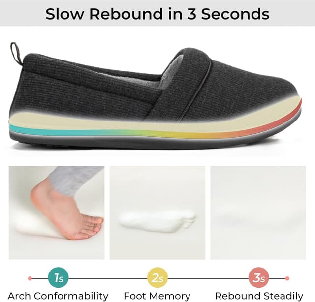 Detalle de EverFoams Women’s Memory Foam Comfort Knit House Shoes with Anti-Skid Rubber Sole