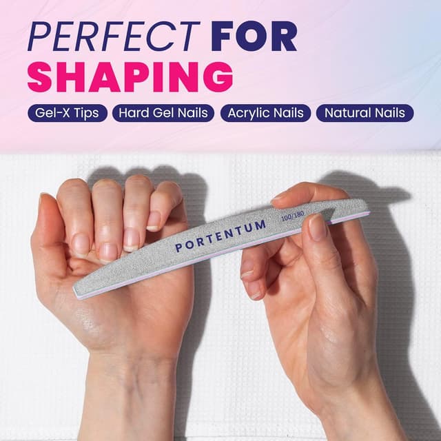 Detalle de PORTENTUM Nagelfeile 100/180 (16er Pack) – doppelseitig, trapezförmig, Kern in Lila