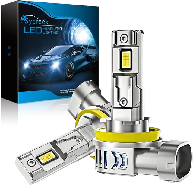 Detalle de Sycreek kit lampadine LED H8/H9/H11 18V bianco 6000K (120W, 30.000 lm) per sostituire alogene