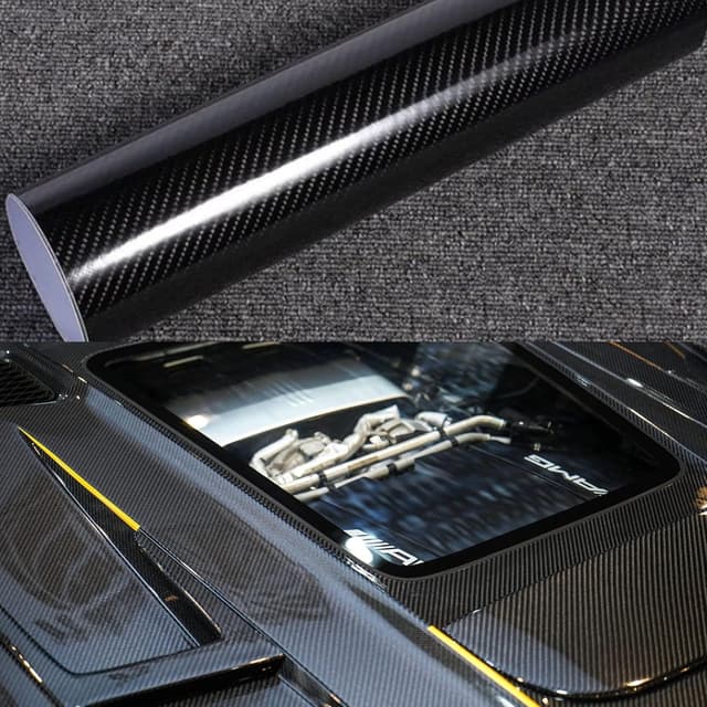 Detalle 2 de Foneso 6D Carbon Folie Schwarz (300 x 30 cm) mit Werkzeug – selbstklebende Vinyl-Folie für Auto & mehr