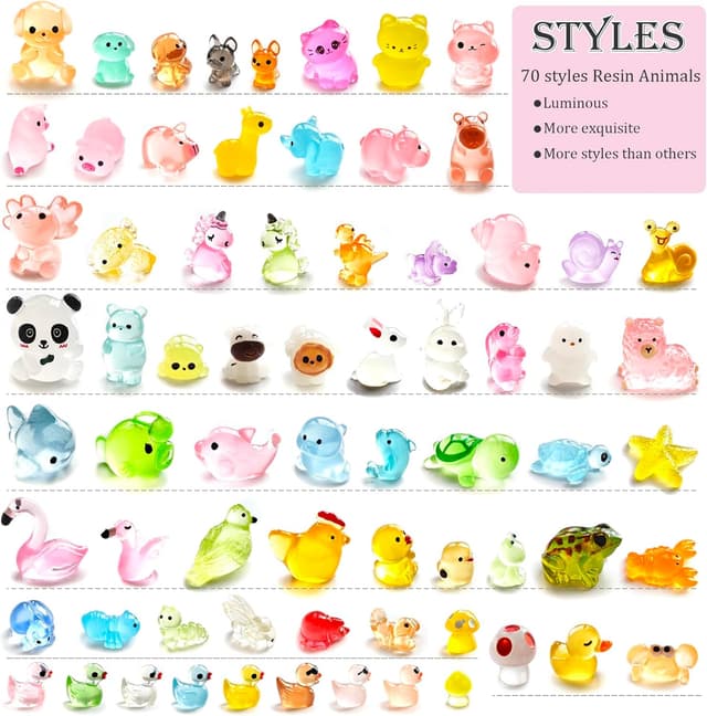 Thumbnail 5 de POTWPOT 70pcs Mini Resin Animals