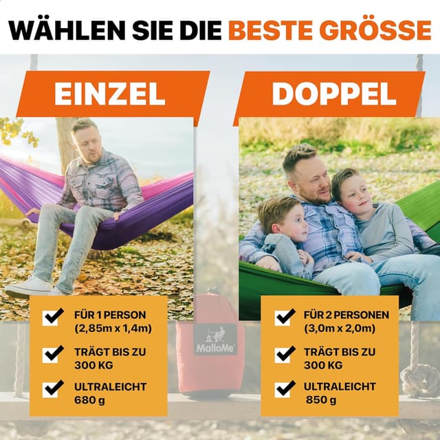 Detalle 2 de MalloMe Einzel Hängematte 285 x 140 cm