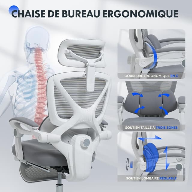 Thumbnail 4 de FLEXISPOT OC4 Chaise ergonomique Appui-tête 3D