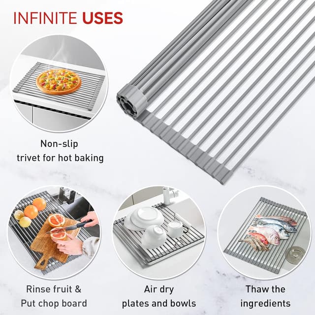 Thumbnail 6 de MERRYBOX Roll Up Dish Drying Rack (Over-the-Sink, Heat-Resistant Silicone) 20.5" x 13.1
