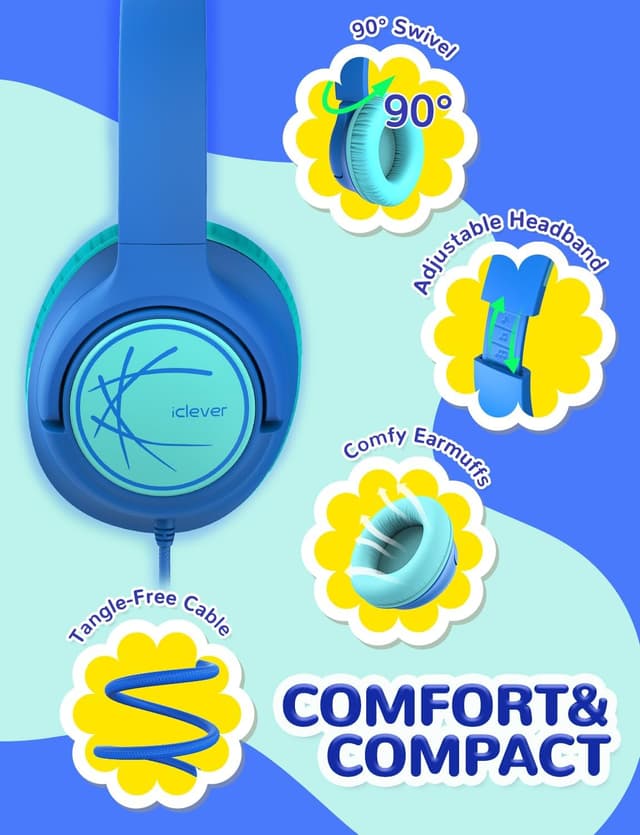 Detalle 1 de iClever Kids Headphones 85dBA volume limit