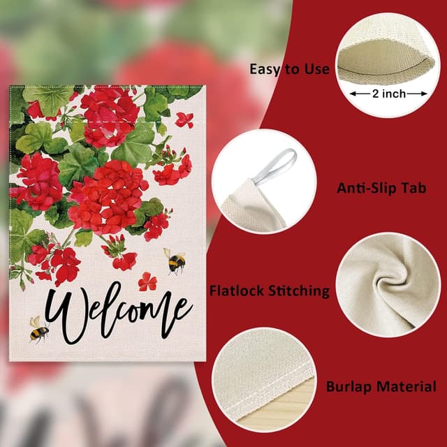 Thumbnail 2 de Covido Welcome Summer Geranium House Flag 28 x 40 🏡