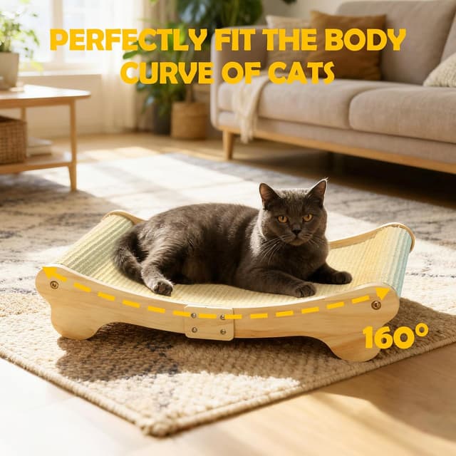 Detalle de DONWEI Sisal Cat Scratcher Bed, 60 x 37.5