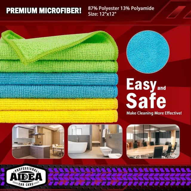 Thumbnail 5 de AIDEA Microfiber Cloth 50PK 12×12 🧽