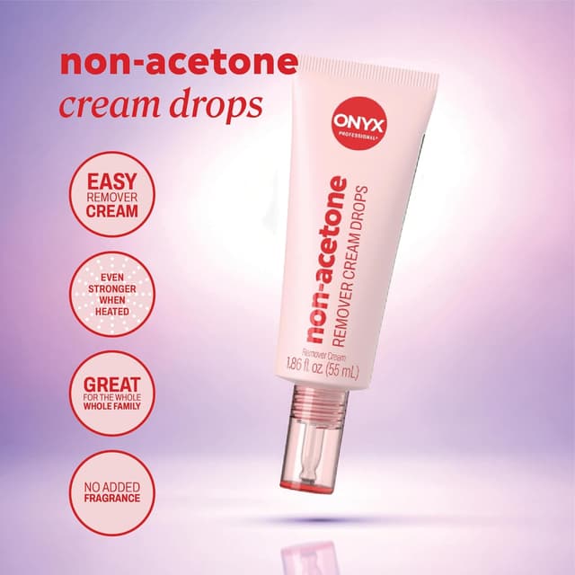 Detalle de ONYX Professional Non-Acetone Nail Polish Remover Cream Drops (1.8 fl oz) — acetone-free, nourishing formula