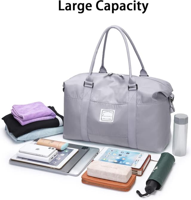 Detalle de Hayayu Women’s Weekend Bag (55x27x18cm) with dry/wet separation for overnight, gym and carry on trips