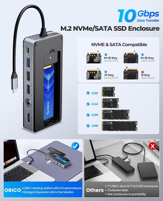 Thumbnail 2 de ORICO OM28PR station d’accueil USB-C 10Gbps