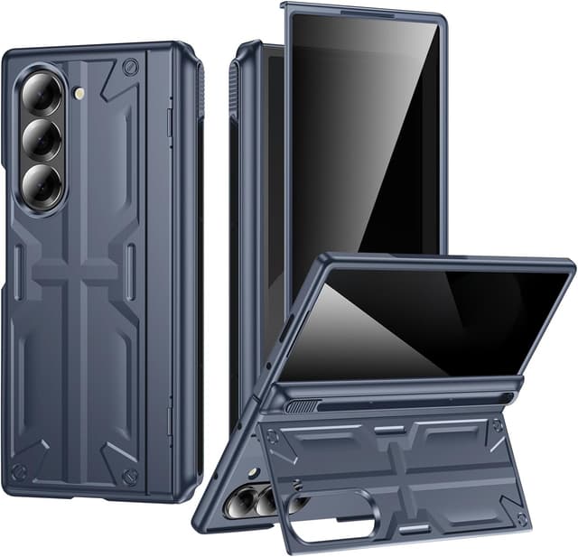 Detalle de for Samsung Galaxy Z Fold6 Slim Hinge Stand Pen Case with Privacy Screen Protector (Blue)