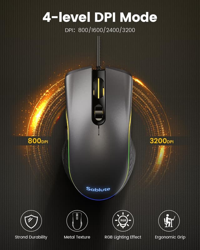 Thumbnail 5 de SABLUTE Gaming Keyboard and Mouse 3200 DPI
