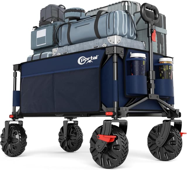 Detalle de Portal Beach Trolley on Wheels with Brakes – All-terrain folding beach wagon (up to 110kg)