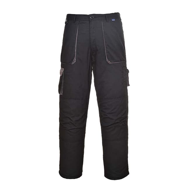 Detalle de Portwest Contrast Trousers Black taglia Medium: pantaloni da lavoro con 9 tasche e tessuto UPF 40+