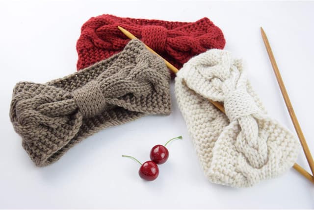 Detalle de DRESHOW Damen Winter Stirnbänder im 4er-Set – Strick, Ohrwärmer-Stil mit Turban-Optik