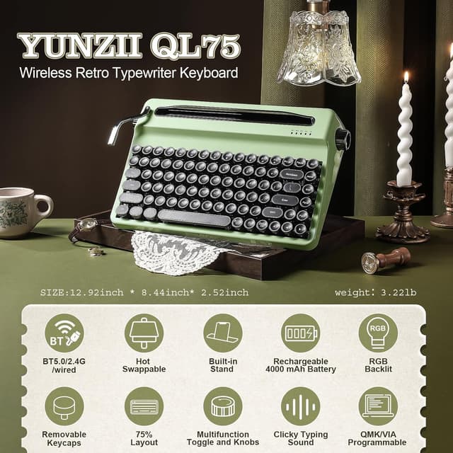 Detalle 2 de YUNZII QL75 Funk Tastatur mit 2,4GHz