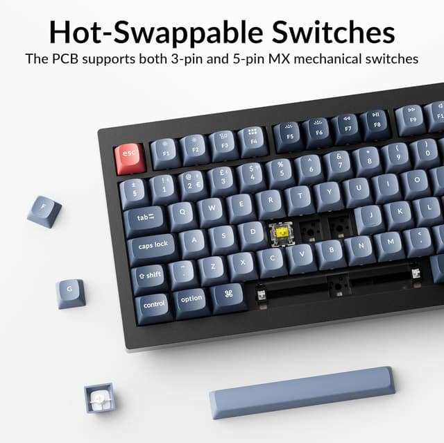 Detalle 2 de Keychron V3 Max TKL Wireless Mechanical Keyboard (UK ISO) – Hot-swappable Gateron Banana switches, QMK/VIA RGB, Black
