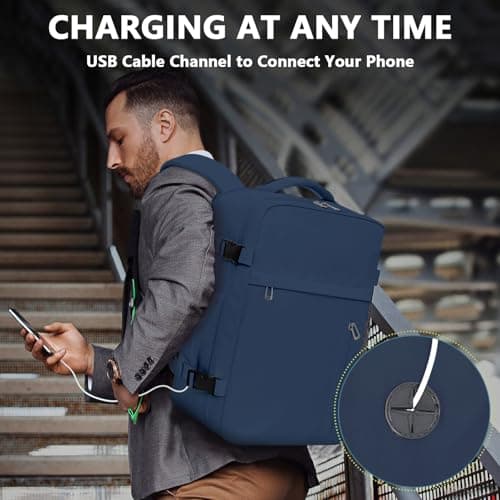 Thumbnail 6 de KIRFEIHT mochila de cabina para avión 40x20x25 cm (20L) con puerto USB y zona para portátil – Azul