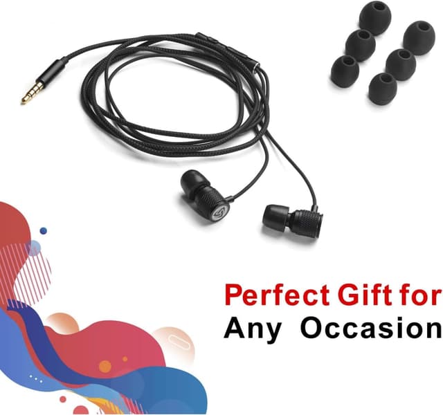 Detalle de LUDOS Ultra Wired Earbuds (In-Ear) with Microphone, Noise Isolating, Memory Foam Tips, 5-Year Warranty — Black