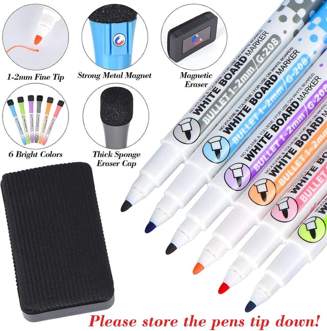 Detalle de POPRUN 3 Pack Magnetic Dry Erase Calendar Whiteboard Set for Fridge (A3 family weekly & monthly planner)