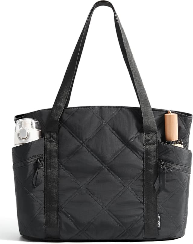 Detalle de Bagsmart women’s quilted tote bag (24L) with laptop pocket & travel features