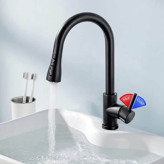 Thumbnail 5 de HASVREOG Kitchen Pull-Down Faucet Matte Black