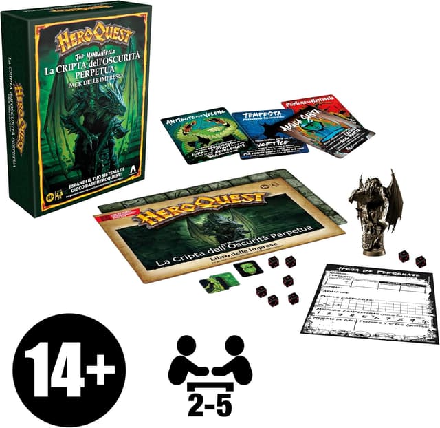 Detalle de HeroQuest Crypt of Perpetual Darkness: espansione premium con imprese, carte speciali e miniatura del drago