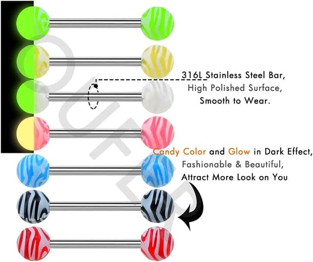 Thumbnail 6 de OUFER 7PCS Piercing Langue Acier 316L 14G