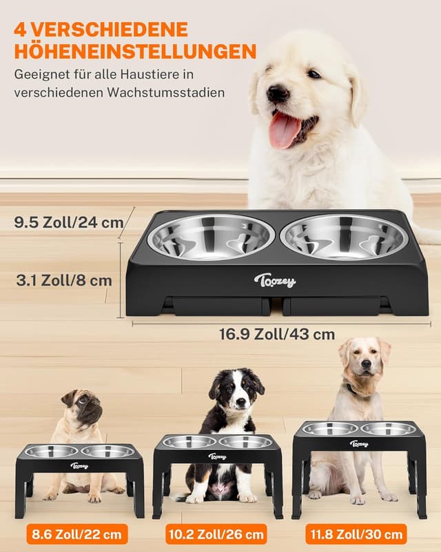 Detalle 2 de Toozey Hundenapf Höhenverstellbar mit 4 Stufen
