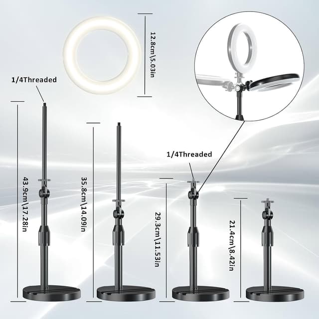 Detalle de 5-inch Desk Ring Light with Telescopic Stand and Built-in Phone Holder