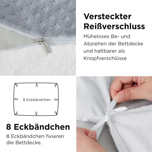 Thumbnail 5 de BEDSURE Flauschige Bettwäsche 155x220 Grau
