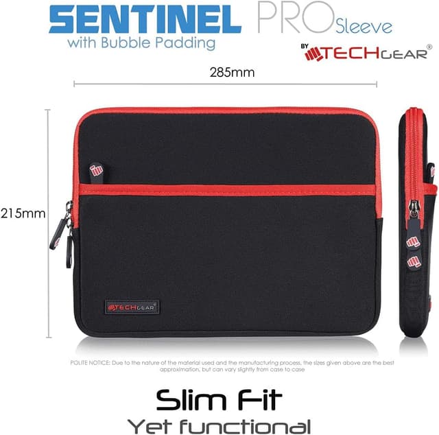 Detalle de TECHGEAR Pro Sleeve 9–11" Neoprene Zipped Pocket Anti-Shock Sleeve Pouch Case