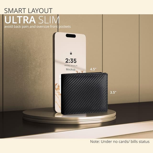 Detalle de Oak Leathers Black Wallet 9‑slot RFID