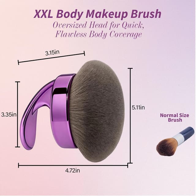Detalle 2 de Hoostee Blend & Blur Ultra Large Body Makeup Brush for Self Tanner (Purple) – 5.11-inch Wide-Head Kabuki
