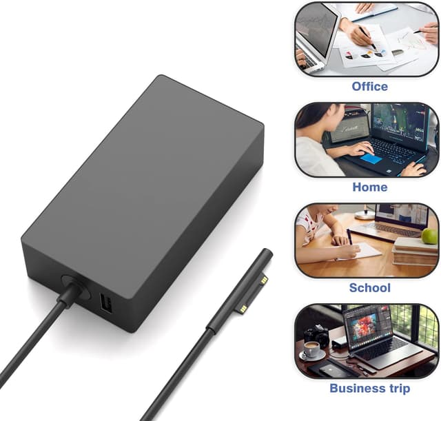 Detalle de YBRUZRUB 65W Surface Pro Charger (Compatible with Surface Pro, Surface Laptop, Surface Go & More)
