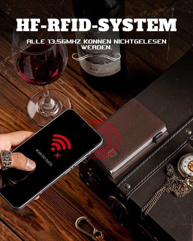 Thumbnail 6 de DODENSHA MagSnap Pebble Geldbörse mit Münzfach, Slim Wallet inkl. RFID-Schutz – braun-silber